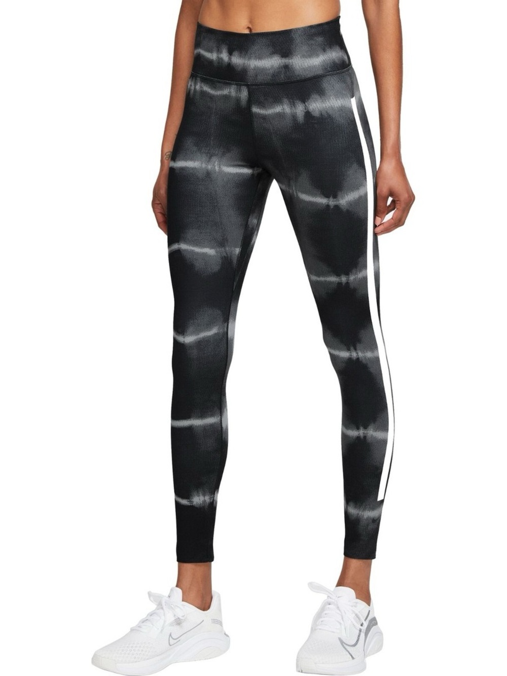Nike One Luxe Mid-Rise Printed Leggings Black White